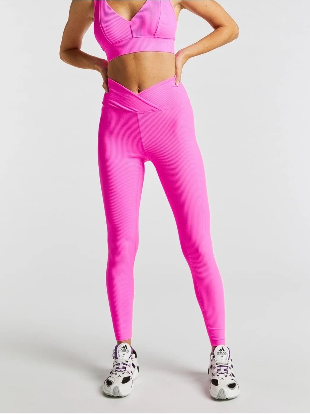 YEAR OF OURS Pink Ribbed Veronica Legging Crossover High Rise Active Yoga Medium